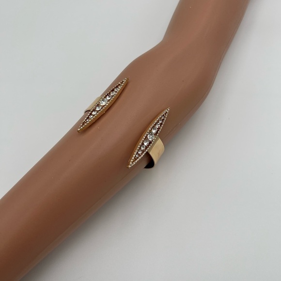 Gennaro Open Cuff Bracelet Gold Tone with Rhinestone - Picture 10 of 11